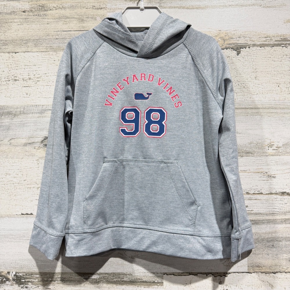 Vineyard Vines Performance Hoodie Boys 4T Gray Graphic Preppy EUC